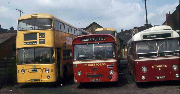 Berresfords Atlantean Weymann AEL172B, Willowbrook AEC Reliance VDB925 & Stoniers Leyland Leopard 115GAX